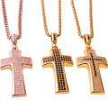 Fashion Brass Charms Cross Pendants Necklace With Zircon Micro Inlay